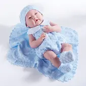 JC Toys Berenguer Babypoppen Blank Jongetje in Blauw met dekentje 38 cm