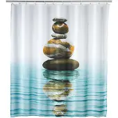 Wenko Douchegordijn Meditation 180x200cm polyester - Inclusief ophangringen - Waterdicht - Wasbaar - Sneldrogend