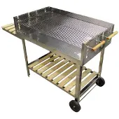 BBQ Collection Trolly Barbecue-Grill- RVS/Hout