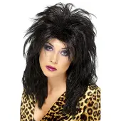 Smiffys Mooie zwarte pruik 80s Popster Wendy