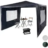 Relaxdays partytent 3x3, 2 zijwanden, party tent pe, festival, tuin paviljoen