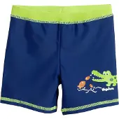 Playshoes Zwemshorts 'Krokodil' royal blue/koningsblauw / neongroen / pasteloranje