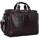 Spikes & Sparrow Bronco 3 Zipper Businesstas dark brown schoudertas heren