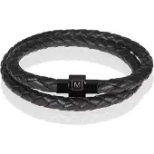 Memphis leren wrap armband Zwart-20cm