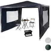 Relaxdays partytent 3x3, 2 zijwanden, party tent pe, festival, tuin paviljoen