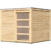 Karibu Gartenhaus, tuinhuis, berging, model Qubic 1, onbehandeld hout, afmetingen 246x246x214 cm