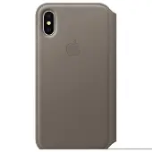 Apple iPhone X Leather Folio Book Case Beige