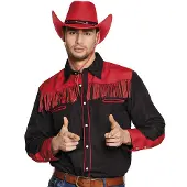 Boland Shirt Western Heren Zwart/rood