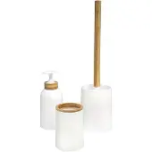 Balvi toiletaccessoire set Zen bamboe/PP wit/naturel 3 delig