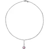 Diamonfire Zilveren Collier met Hanger Diamonfire Roze steen 43 cm 803.0359.43