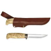 Marttiini Lynx 134 134012, Polished X46Cr13, Bronze Guard, Curly Birch outdoormes