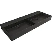 Plieger Dubbele Wastafel Kansas Mat Zwart 2 kraangaten 120x45x12 cm