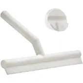 Zone Denmark Solo Douchewisser – Wisser douche met Houder – Zelfklevende Ophanghaak – Trekker douche Silicone – Badkamer Accessoire – Anti-roest Design – Wit – 21 x 17 x 3,5 cm