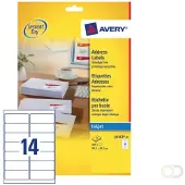 Avery Verzendetiketten voor inkjet J8163-25 Permanent klevend A4 Wit 99,1 x 38,1 mm 25 Vellen à 14 Etiketten