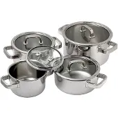 Spring Finesse pannenset met glasdeksel rvs glans 4-delig