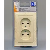 Berker S1 stopcontact dubbel, volle afdekplaat, inbouw CREME