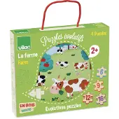 Vilac boerderij puzzel set - educatief speelgoed met 4 puzzels.