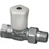 Heimeier radiatorkraan 1 inch recht Vernikkeld