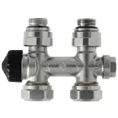 Heimeier Multilux 2-pijps onderblok 1/2 inch recht z/thermostaatknop