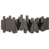 Umbra Sticks Wandbevestigde Kapstok met 5 Uittrekbare Haken - Modern, Ruimtebesparende Organizer, Espresso