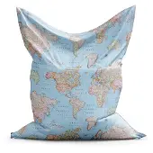 Design Zitzak Wereldkaart Medium - Blauw