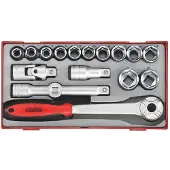 Teng Tools TT12186 18-delige Doppenset 6-kant in tray - 1/2"