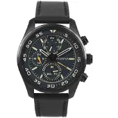 Prisma Herenhorloge P.1826 Lederen band Edelstaal