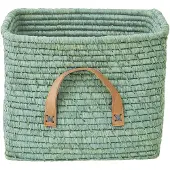 Rice Basket With Leather Handles - Manden Leer Mint - BSRAT-30MI
