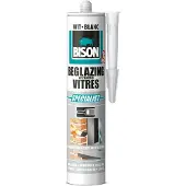 Bison Beglazingskit wit Koker 290 ml, overschilderbaar, waterbestendig, afdichtingskit, voor voegen bij enkel- en dubbelglas, binnen en buiten toepasbaar