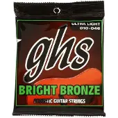 GHS Strings BB10U Bright Bronze, 80/20 Koper-Zink, Akoestische Gitaar Snaren, Ultra Licht (.010-.046)