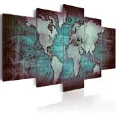 Karo-art Karo-artSchilderij - Saffieren Map - Wereldkaart