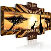 Karo-art Canvas Schilderij Afrika, geel/bruin, 5 delen, 2 maten