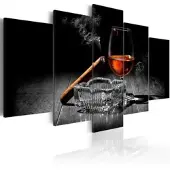 Karo-art Schilderij - Nachtelijke Entertainment: Whiskey en Sigaar