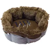 Happy-House Mandje Chic Loft Tweed/Leer Bruin&Grijs - Hondenmand