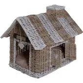 Happy-House Rieten Villa - Hondenbank - 42x62x59 cm Naturel One Size
