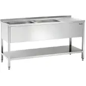 Bartscher Spoeltafel 700, 2 spoelbakken Rechts, 160(B)x70(D)x85(H)cm