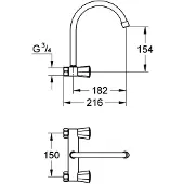 GROHE Costa L wandkraan met bovenuitloop chroom