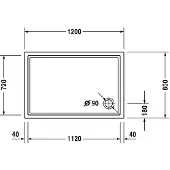 Duravit Starck Slimline douchebak 120 x 80 x 2 cm. antislip Wit