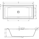 Riho Still Square Ligbad met LED hoofdsteun Rechts 180x80 cm Wit