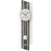 AMS 5300Q wandklok met slinger gefacetteerd en alu-antraciet ingelegd