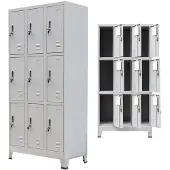 vidaXL Lockerkast met 9 vakken 90x45x180 cm staal grijs