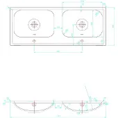 Best design Bora dubbele wastafel en twee kraangaten polybeton wit