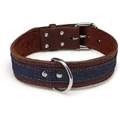 Beeztees Hondenhalsband Denim 45 mm 52-61 cm leer bruin 745946