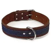 Beeztees Hondenhalsband Denim 45 mm 62-71 cm leer bruin 745947