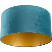 QAZQA Velours lampenkap blauw 50/50/25 met gouden binnenkant