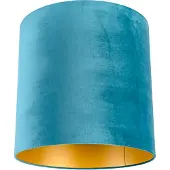 QAZQA Fluwelen lampenkap blauw 40/40/40 met gouden binnenkant