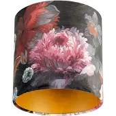 QAZQA Velours lampenkap bloemen dessin 20/20/20 gouden binnenkant