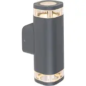 QAZQA Moderne buitenwandlamp vierkant 2-lichts donker grijs - Fox