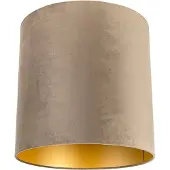 QAZQA Velvet Lampenkap Taupe 40/40/40 met Gouden Binnenkant