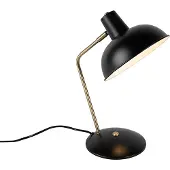 QAZQA Retro tafellamp zwart met brons - Milou